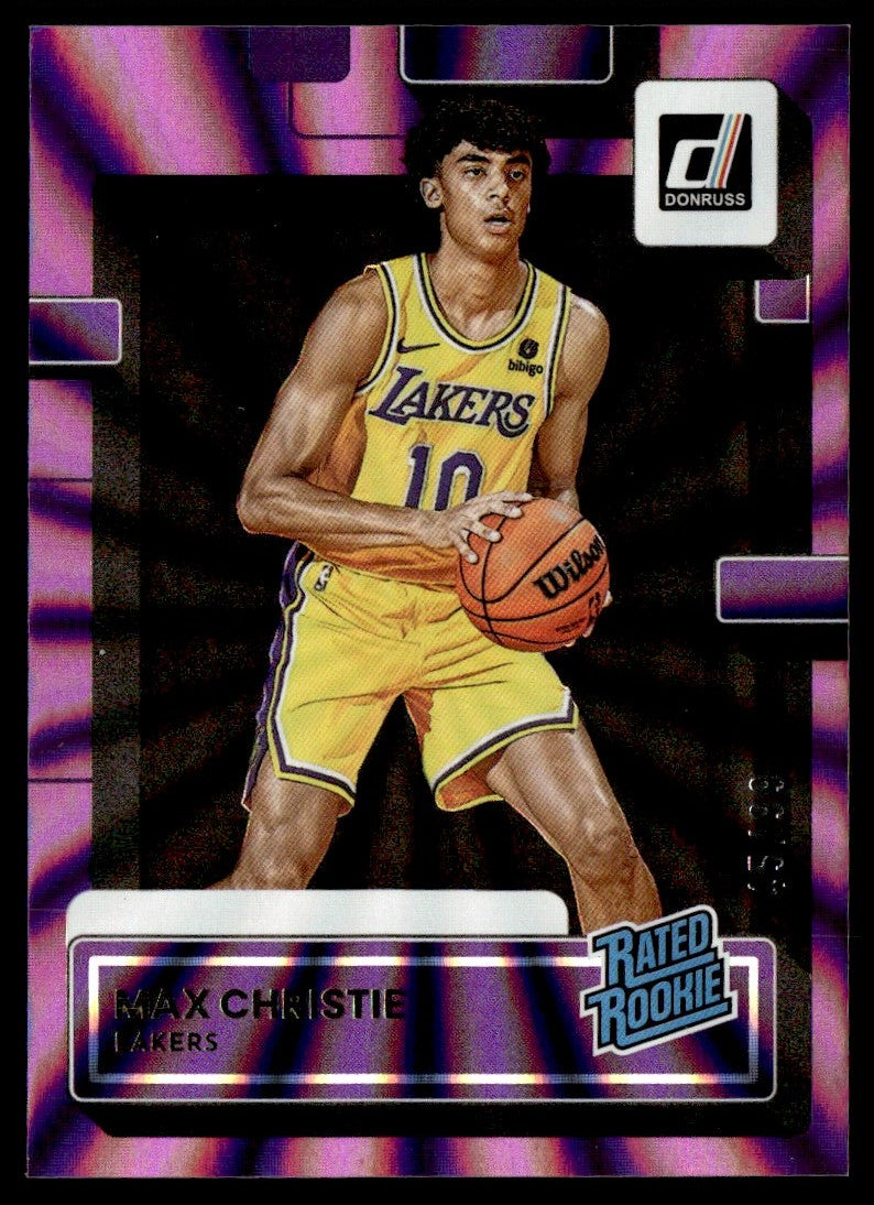 2022 Panini Donruss 234 Max Christie Rated Rookie Purple Rookie /99 Lakers