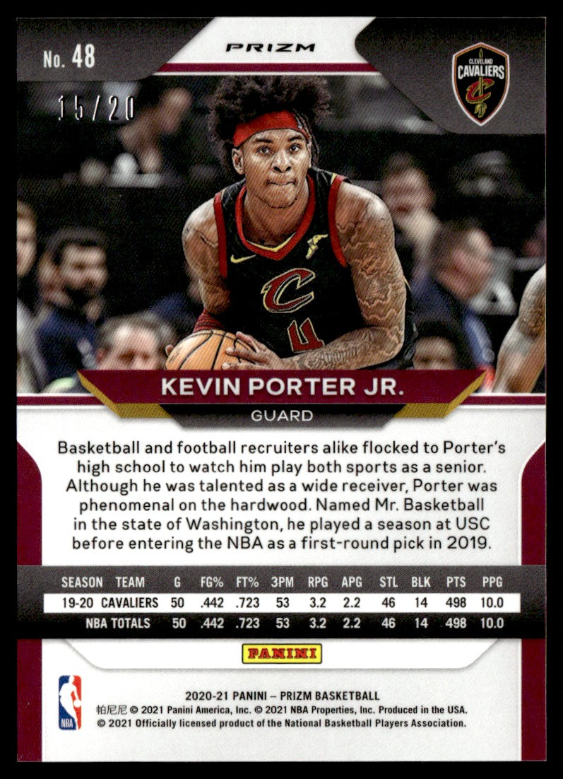 2020 Panini Prizm Fast Break Kevin Porter Jr. #48 /20
