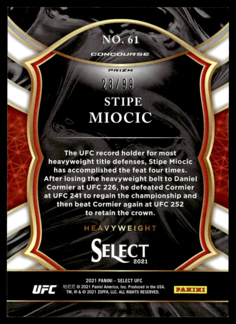 2021 Panini Select #61 Stipe Miocic Concourse Blue Disco Prizm /99