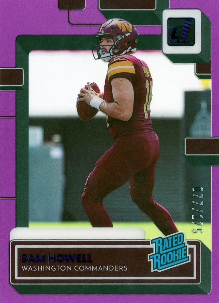 2022 Panini Clearly Donruss #55 Sam Howell Rated Rookie Purple /175 RC