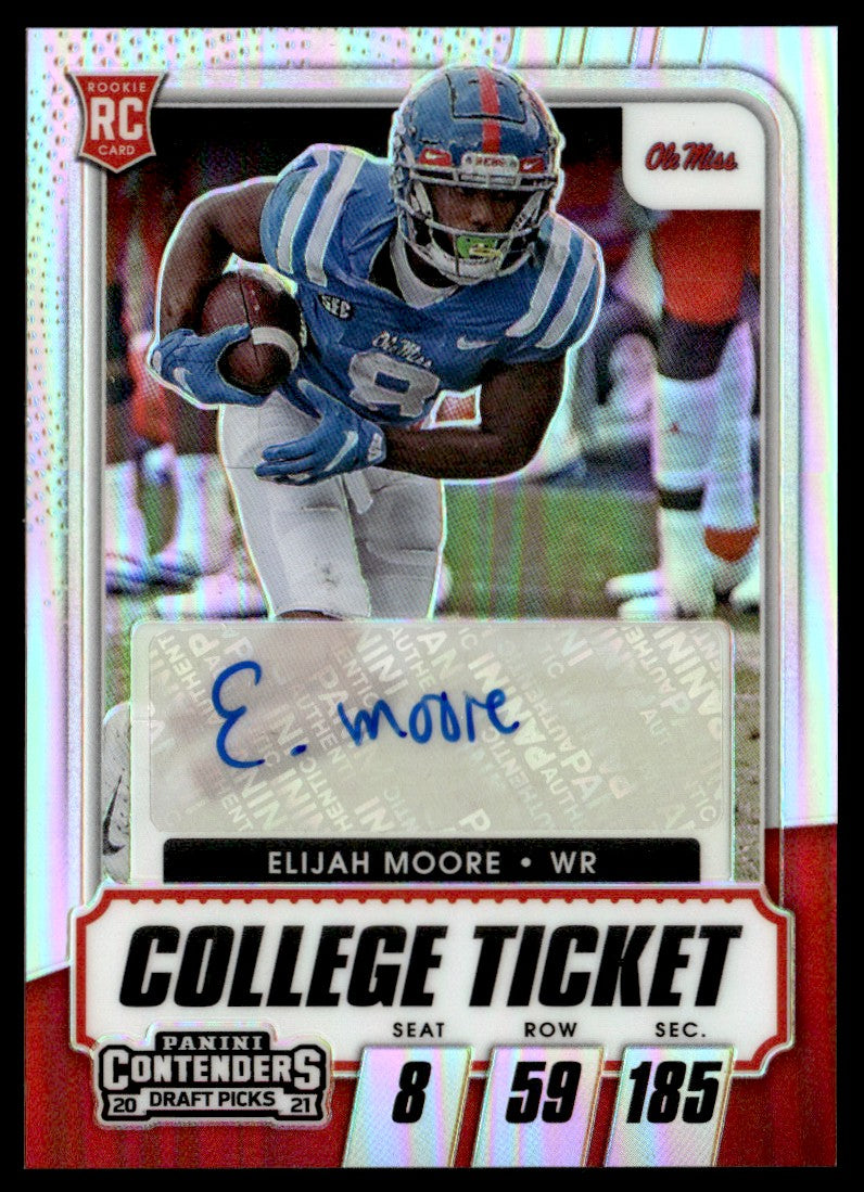 2021 Panini Contenders Draft Elijah Moore #123 RC Auto