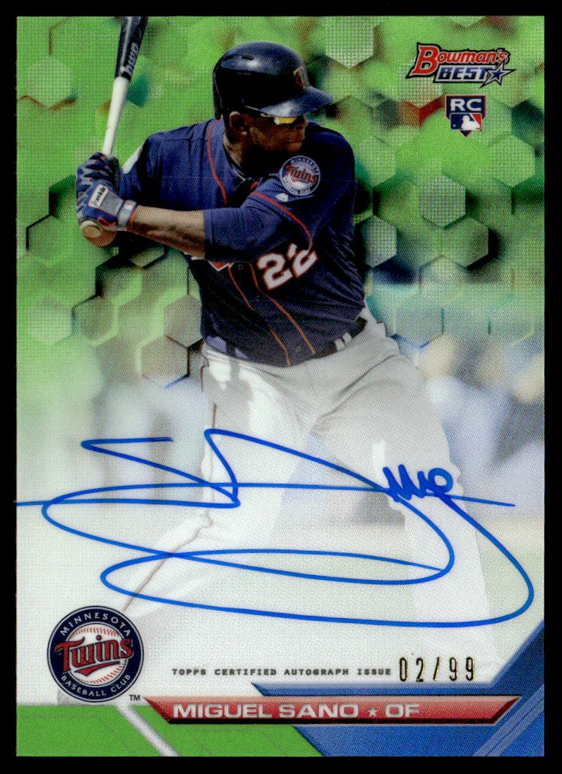 2016 Bowman's Best Green Refractor Miguel Sano #B16-MS RC Auto /99