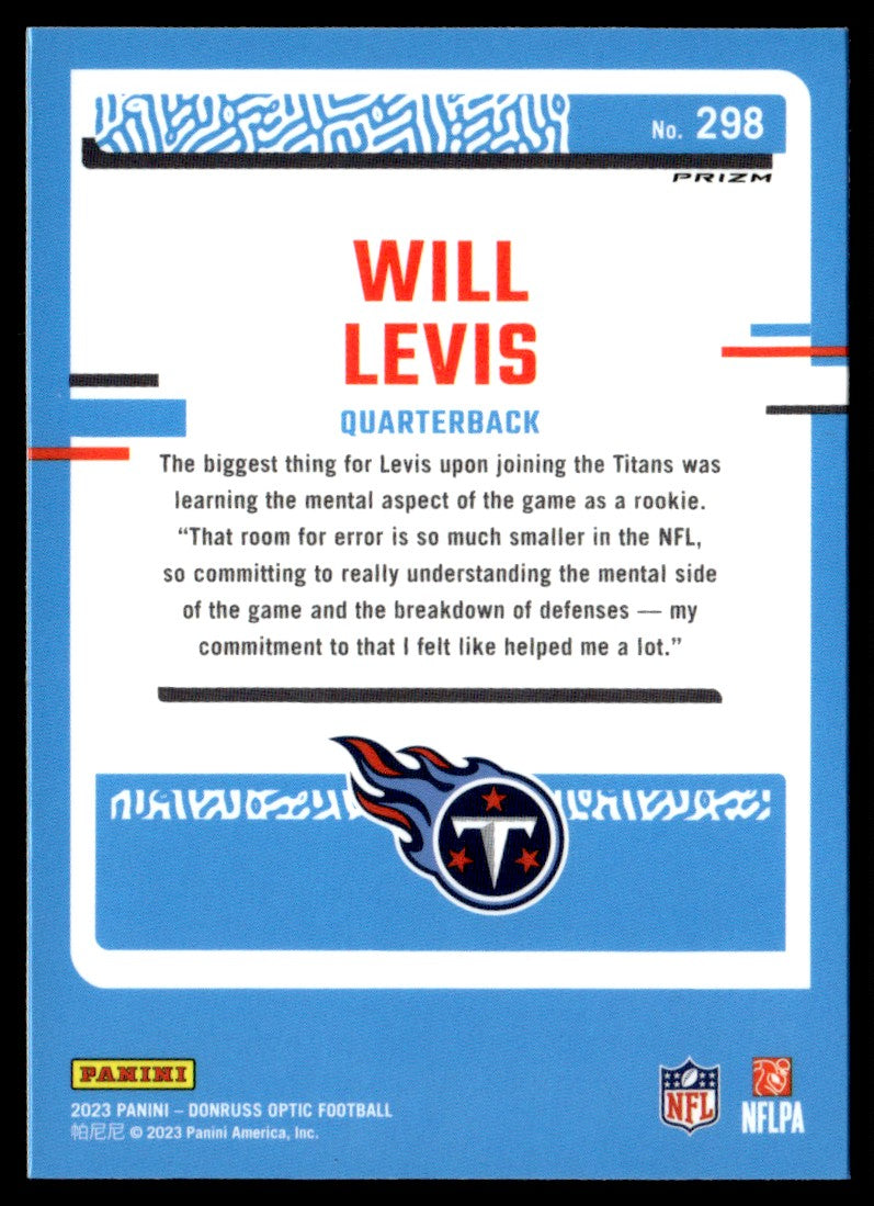 2023 Panini Donruss Optic Will Levis #298 RC