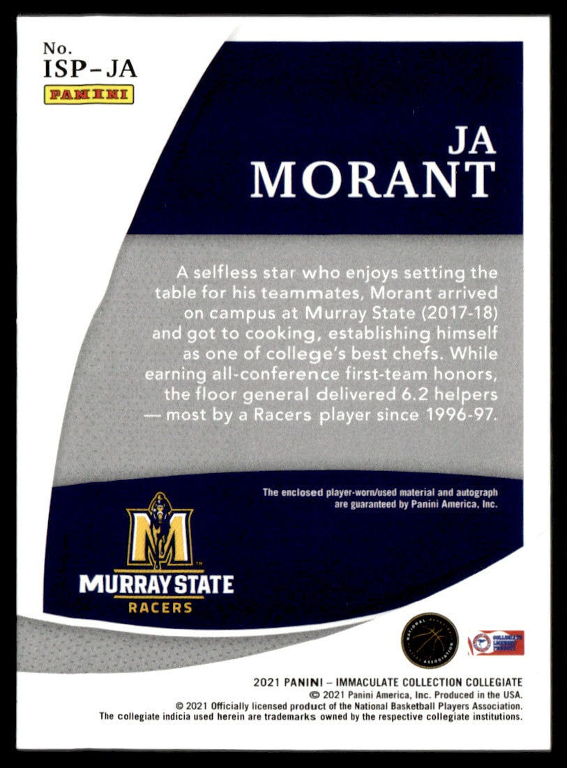 2021 Panini Immaculate Collection Immaculate Collection Collegiate Ja Morant ISP-JA