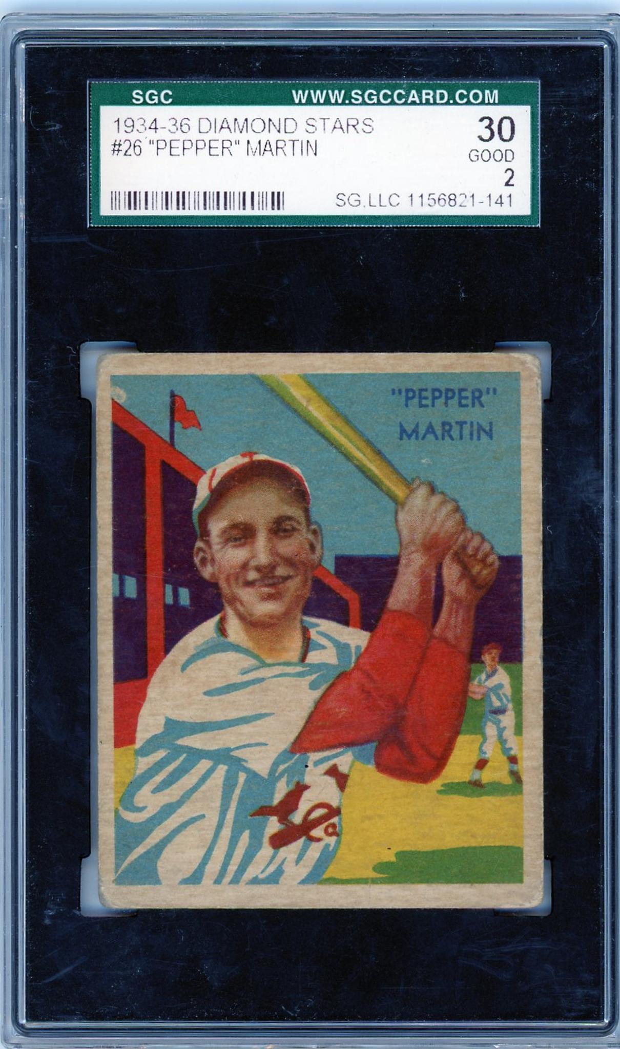 1935 National Chicle Co. Diamond Stars 26 Pepper Martin SGC 30 Good St. Louis Cardinals