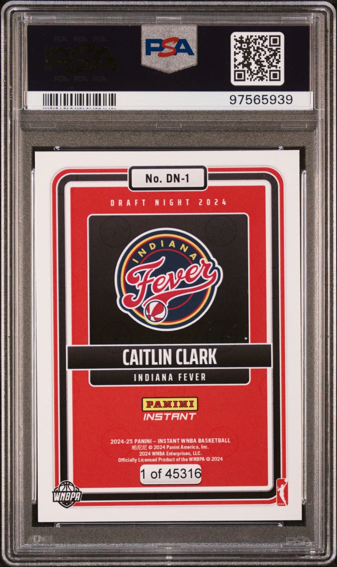 2024 Panini Instant #DN-1 Caitlin Clark Draft Night 2024 Rookie RC PSA 10