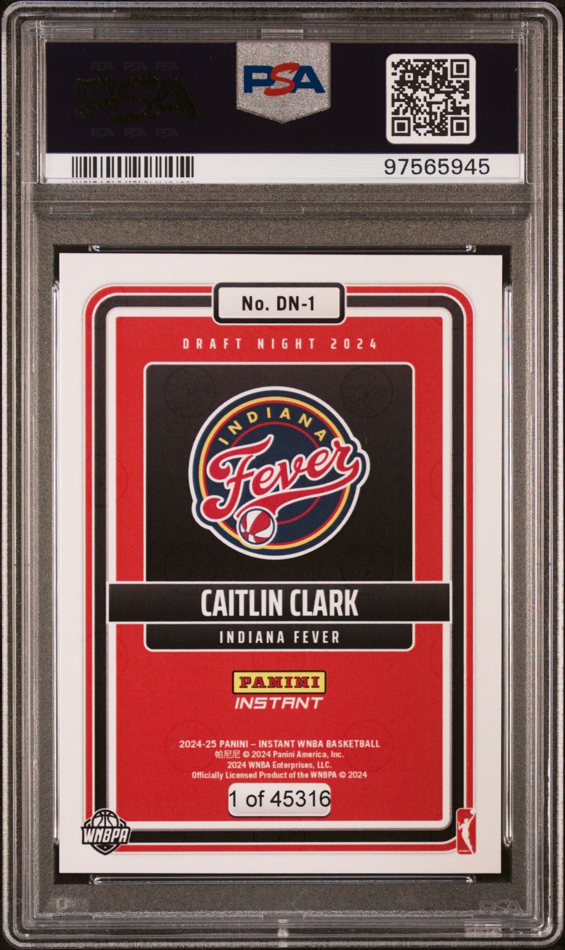 2024 Panini Instant #DN-1 Caitlin Clark Draft Night Rookie RC PSA 9