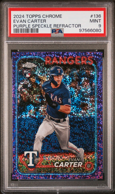 2024 Topps Chrome Purple Speckle Refractor Evan Carter #136 PSA 9