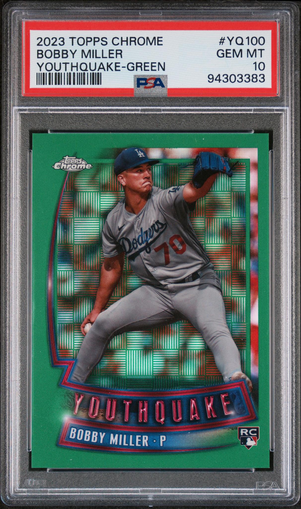 2023 Topps Chrome Youthquake Green Bobby Miller #YQ100 RC /99 PSA 10