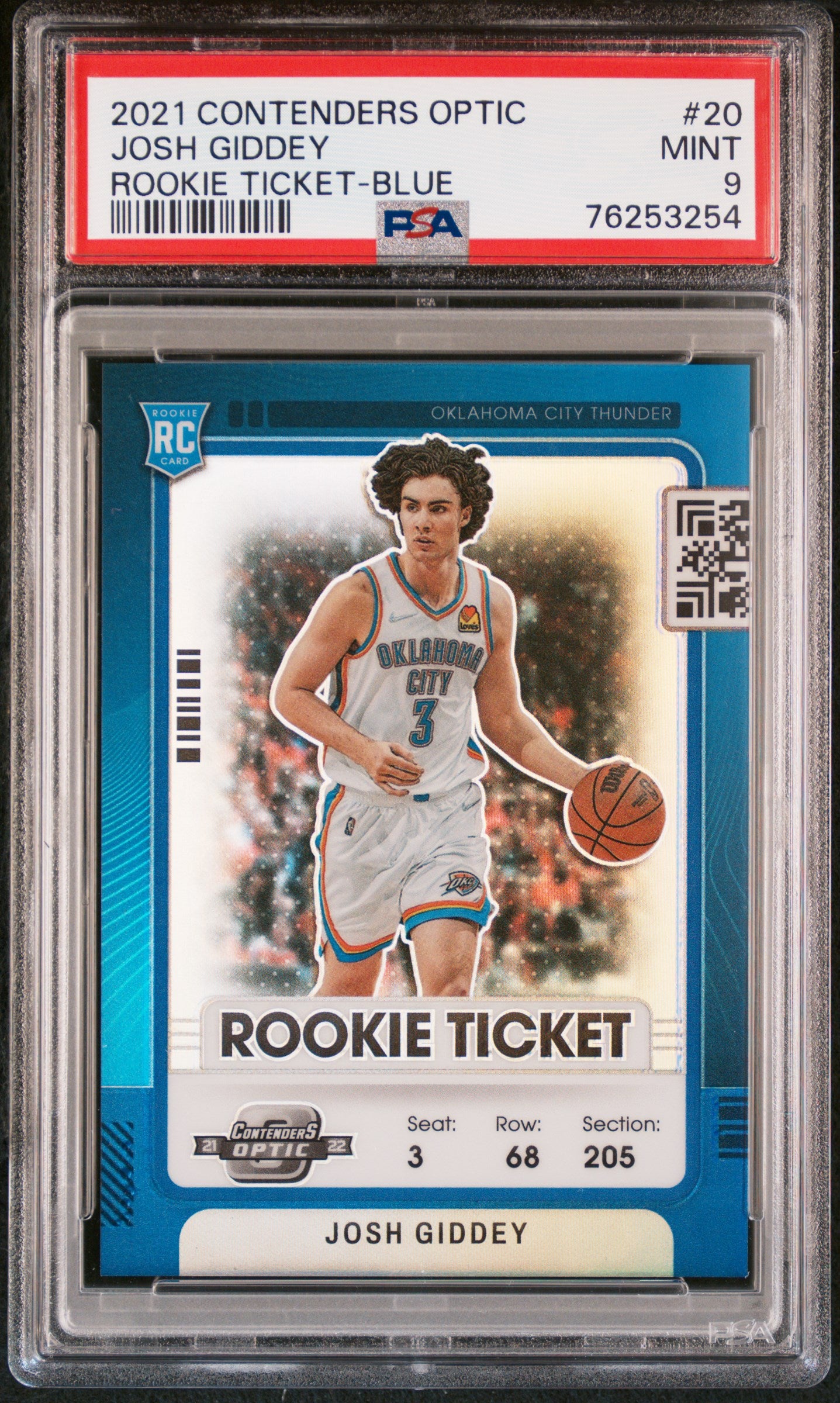 2021 Panini Contenders Optic Blue Josh Giddey #20 RC /99 PSA 9