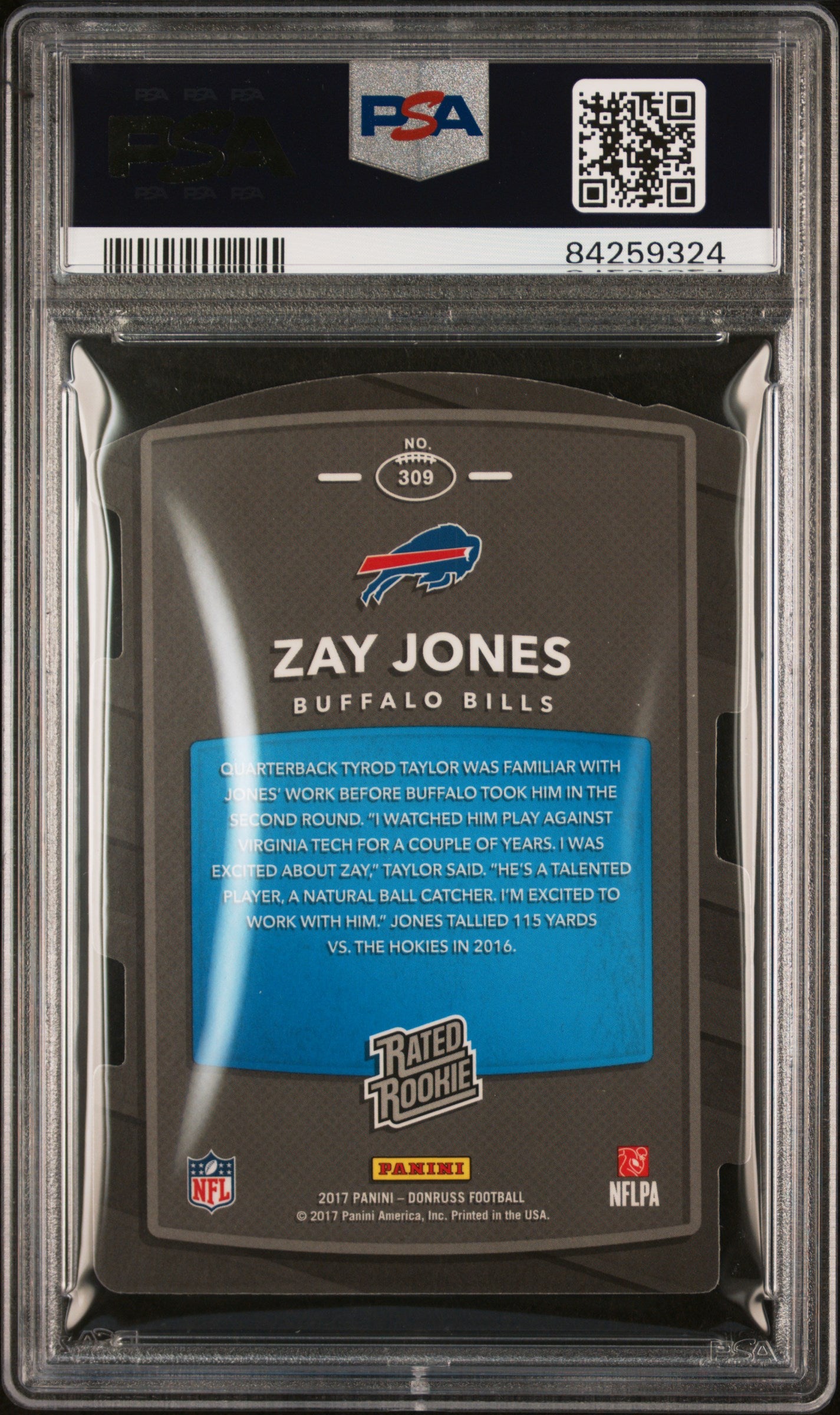 2017 Panini Donruss Gold Press Proof Zay Jones #309 RC /25 PSA 9