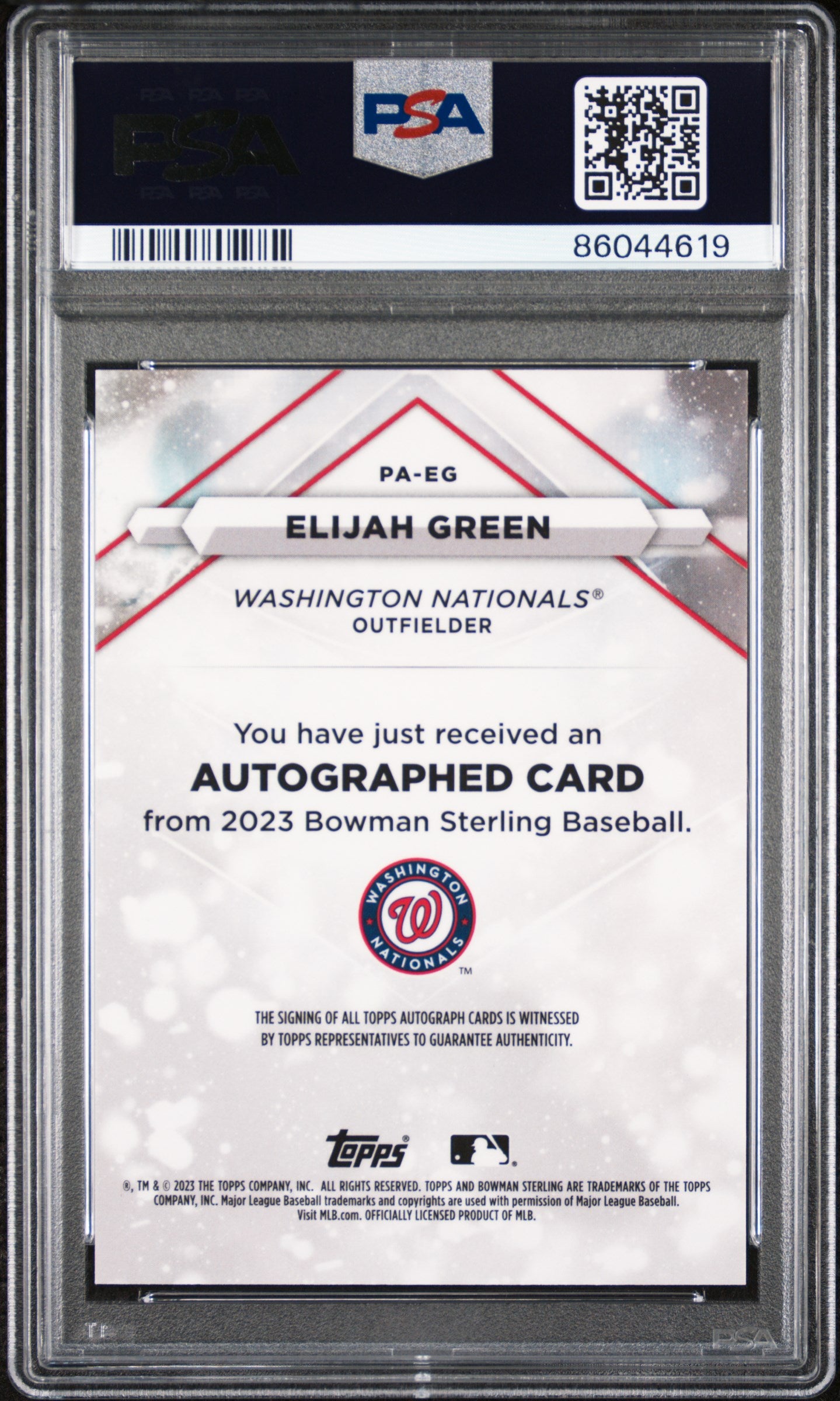 2023 Bowman Sterling Prospect Auto Elijah Green PSA 10