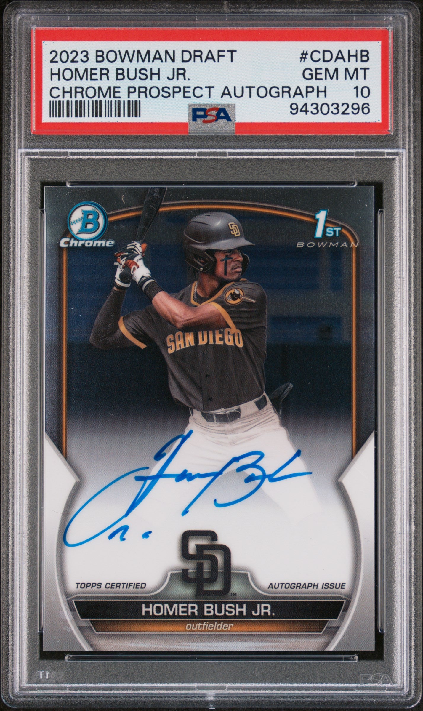2023 Bowman Draft Chrome Homer Bush Jr. #CDAHB Auto PSA 10