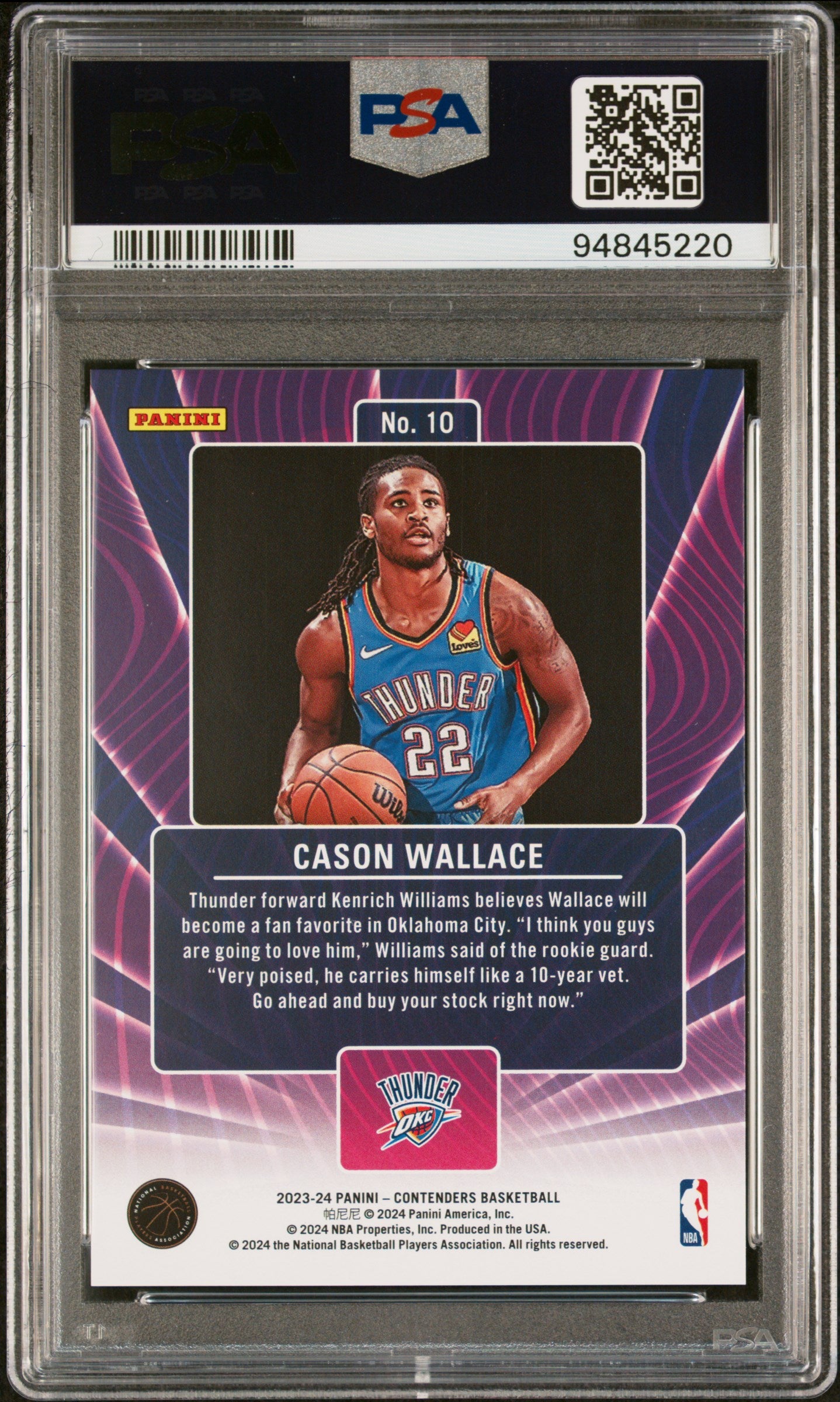 2023 Panini Contenders Lottery Ticket Cason Wallace #10 PSA 10