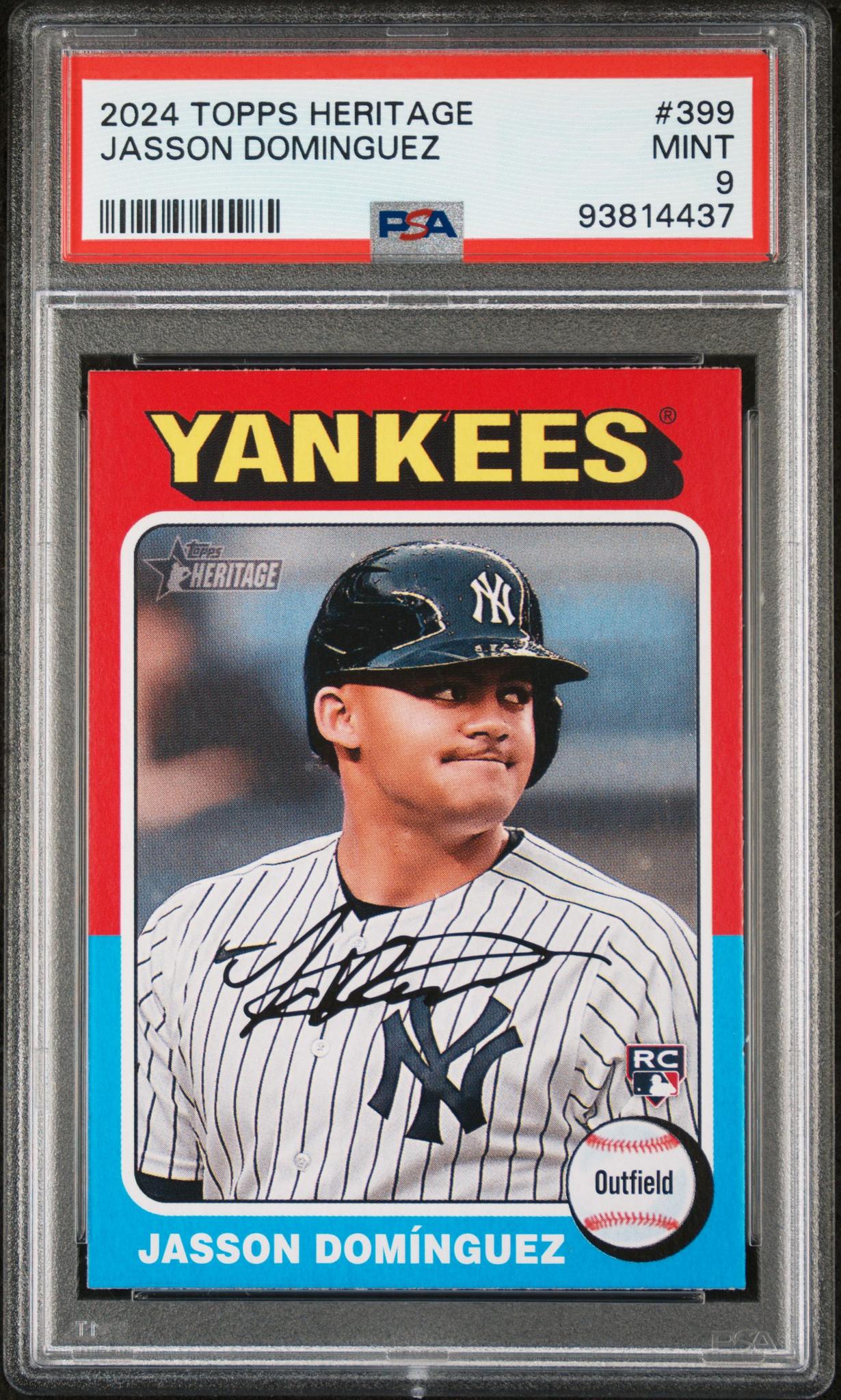 2024 Topps Heritage 399 Jasson Dominguez Rookie PSA 9 Mint Yankees