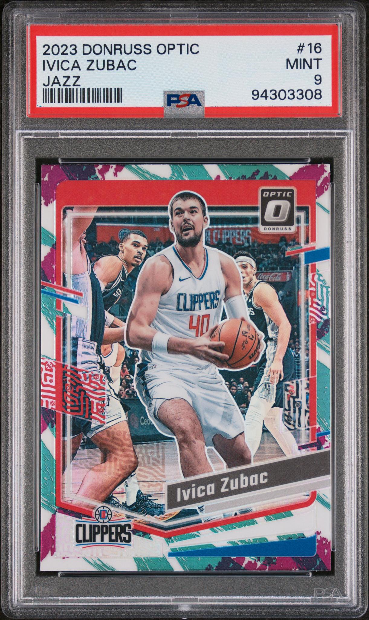 2023 Panini Donruss Optic 16 Ivica Zubac PSA 9 Mint Los Angeles Clippers