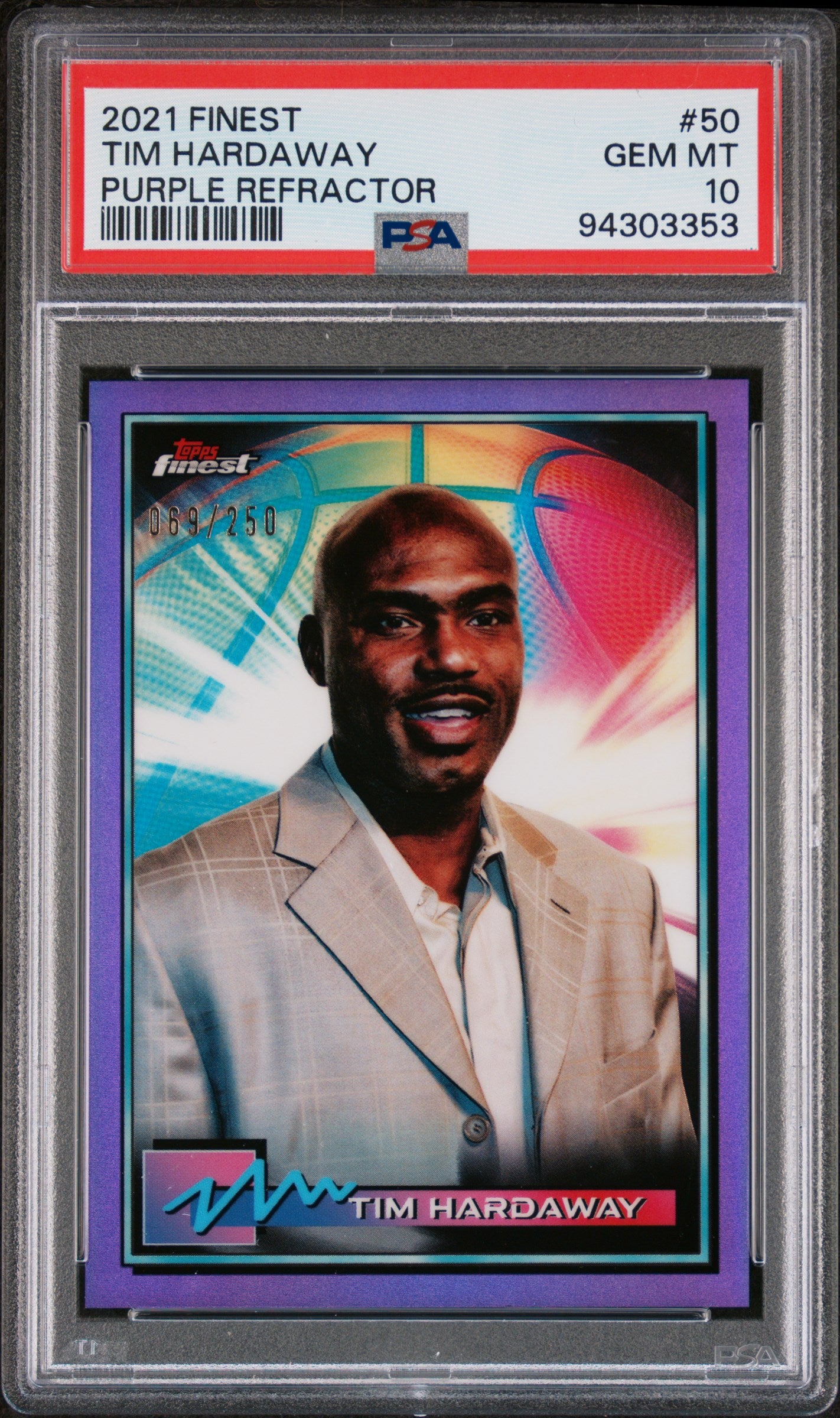 2021 Topps Finest 50 Tim Hardaway Purple /250 PSA 10 Gem Mint