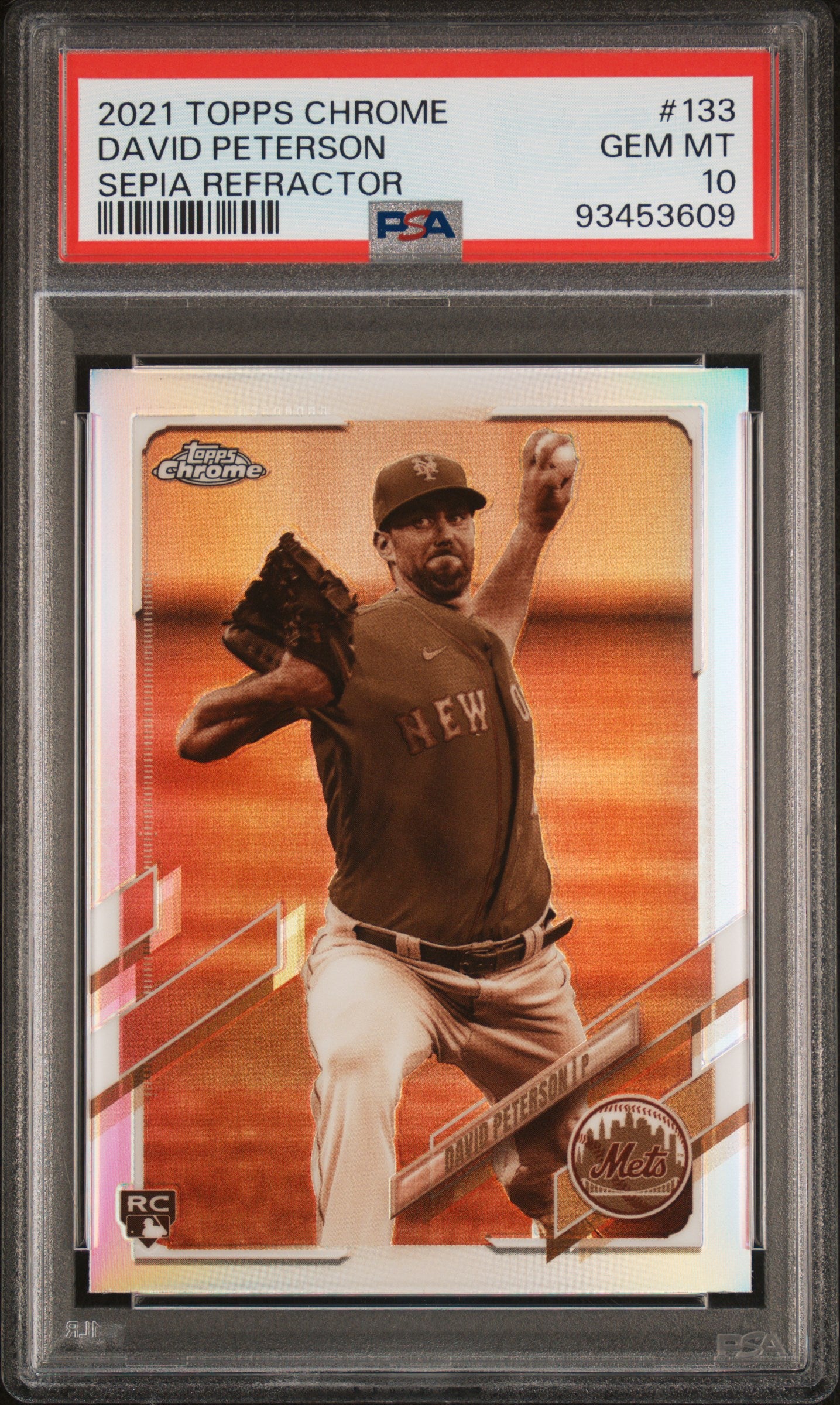 2021 Topps Chrome #133 David Peterson Sepia Refractor Rookie PSA 10