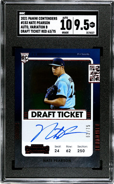 2021 Panini Contenders Nate Pearson #153 Draft Ticket Auto /75 SGC 9.5