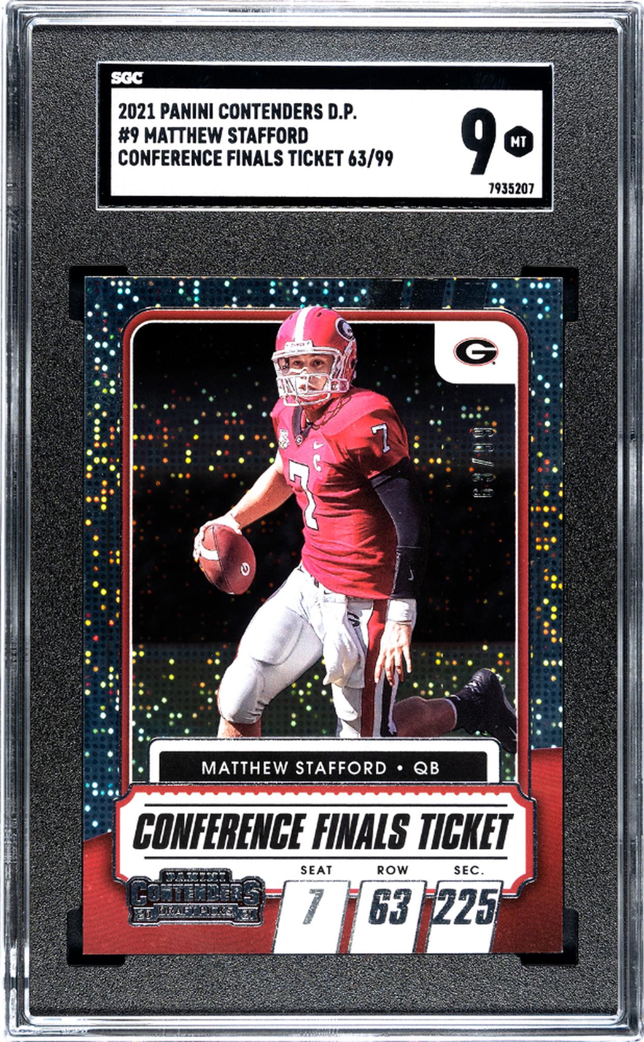 2021 Panini Contenders Draft Picks #9 Matthew Stafford Conference Finals Ticket 63/99 SGC 9