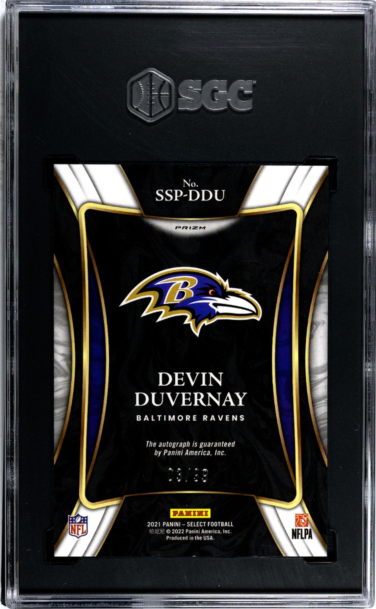 2021 Panini Select SSP-DDU Devin Duvernay Signatures Blue /99 SGC 10 Gem Mint Baltimore Ravens Auto