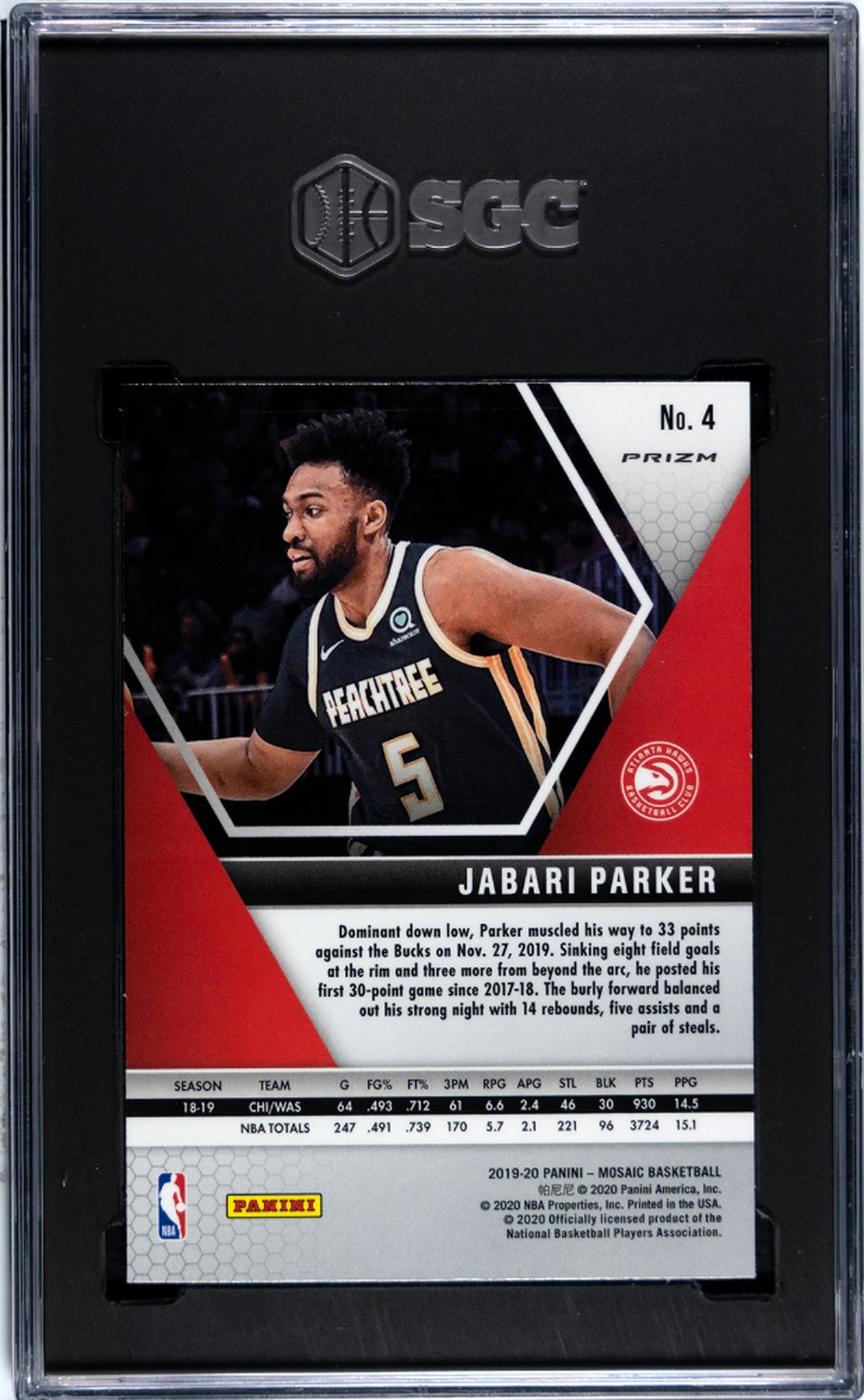 2019 Panini Mosaic 4 Jabari Parker Genesis Prizm Genesis SGC 10 Gem Mint Atlanta Hawks