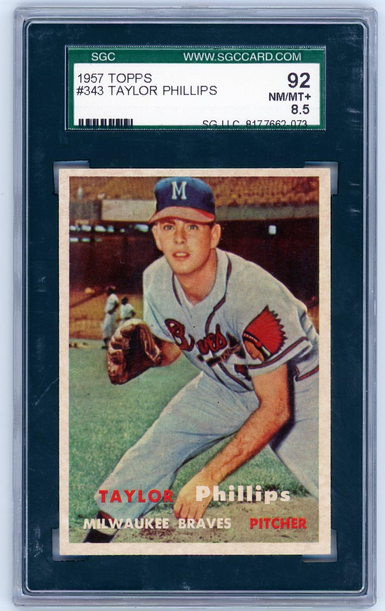 1957 Topps #343 Taylor Phillips SGC 8.5 NM/MT+