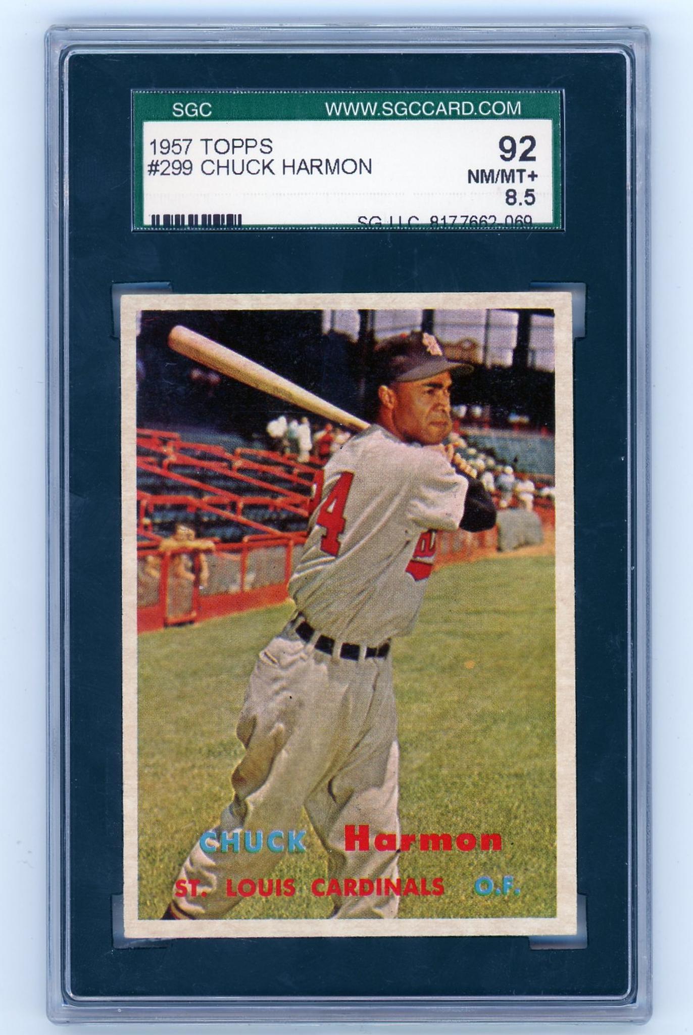 1957 Topps #299 Chuck Harmon SGC 92 (8.5) NM/MT+