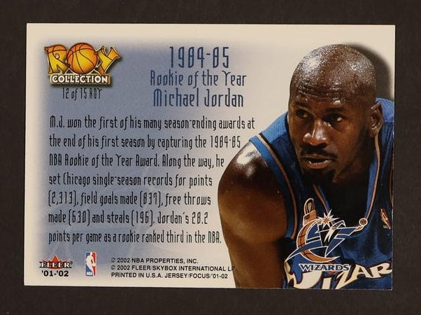 2000 Fleer Focus Michael Jordan Rookie of the Year Collection Washington Wizards