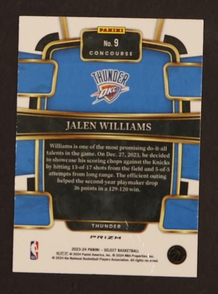 2023-24 Panini Select Concourse Jalen Williams #9 Prizm