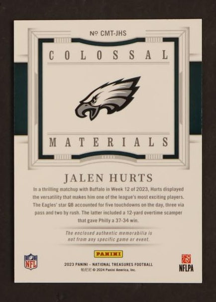 2023 Panini National Treasures Colossal Materials Jalen Hurts #CMT-JHS Patch