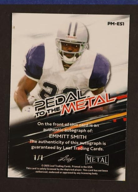 2021 Leaf Metal PM-ES1 Emmitt Smith Pedal to the Metal 1/1 Auto