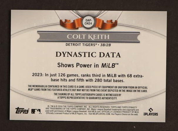 2023 Topps C. Keith Dynastic Data Rookie /5 Detroit Tigers Auto