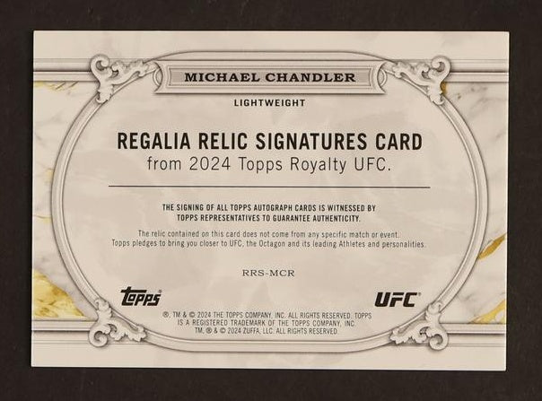 2024 Topps RRS-MCR Michael Chandler Regalia Relic Signatures /25 Auto