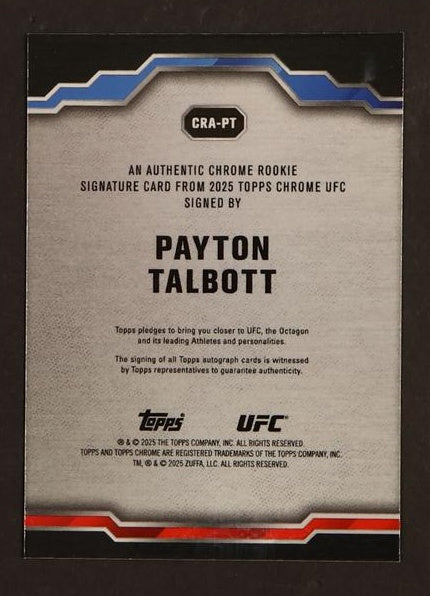 2023 Topps Chrome CRA-PT Payton Talbott Authentic Chrome Rookie Auto