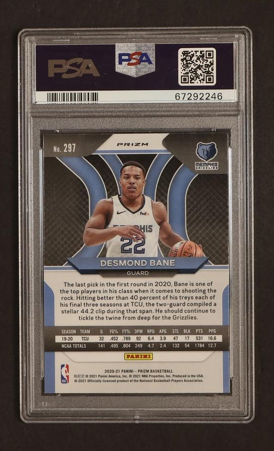 2020 Panini Prizm Silver Prizm Desmond Bane #297 PSA 9