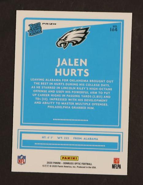 2020 Panini Donruss Optic Jalen Hurts Holo Rated Rookie #164