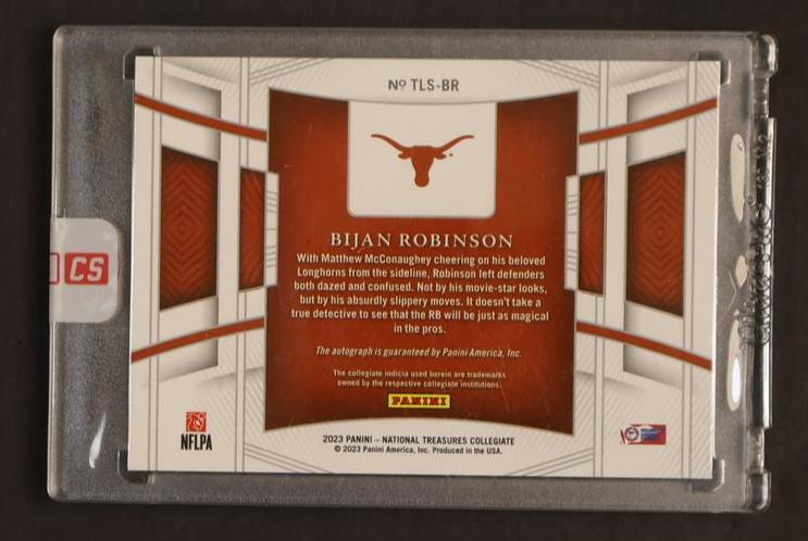 2023 Panini National Treasures Team Logo Sigs Bijan Robinson #TLS-BR RC RPA /25
