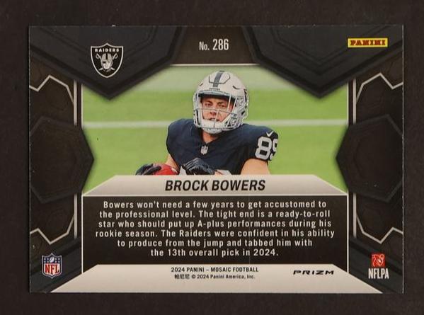 2023 Panini Mosaic 286 Brock Bowers NFL Debut Blue Rookie Las Vegas Raiders