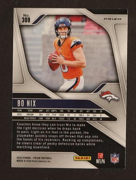 2022 Panini Prizm 309 Bo Nix Checkerboard Rookie Denver Broncos