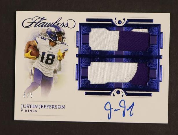 2021 Panini Flawless Justin Jefferson Sapphire Patch Auto 5/5 #DPA-JJE
