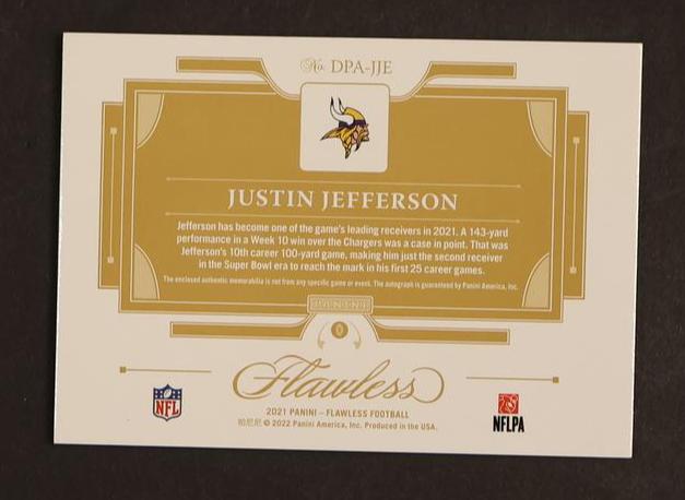2021 Panini Flawless Justin Jefferson Sapphire Patch Auto 5/5 #DPA-JJE