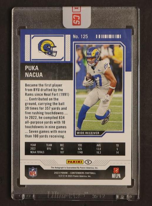 2023 Panini Contenders Playoff Ticket Puka Nacua #125 RC Auto Variation