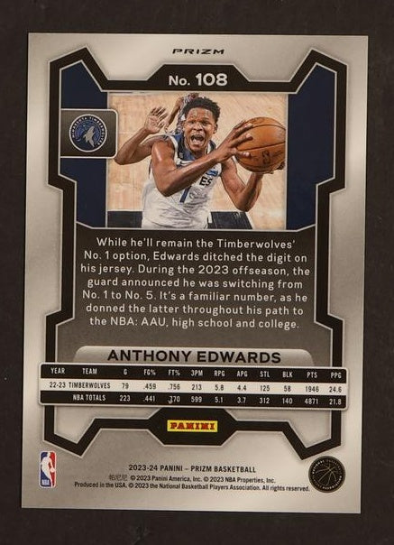 2022 Panini Prizm 108 Anthony Edwards Timberwolves