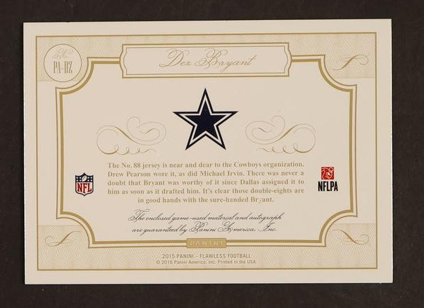 2015 Panini Flawless Emerald Dez Bryant #PA-DBZ Patch Auto