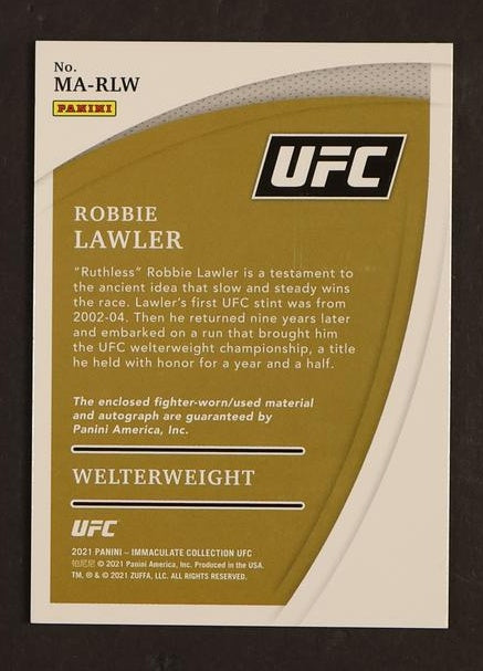 2021 Panini Immaculate Collection UFC Gold Robbie Lawler #MA-RLW Patch Auto /25