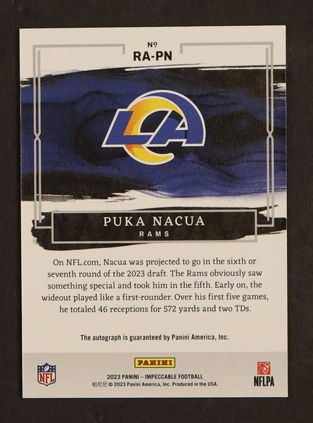2023 Panini Impeccable Rookie Autographs Puka Nacua #RA-PN RC Auto /75