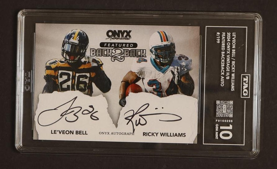 2021 Onyx Vintage Back2Back Le'Veon Bell Ricky Williams #NNO Auto /199 TAG 10