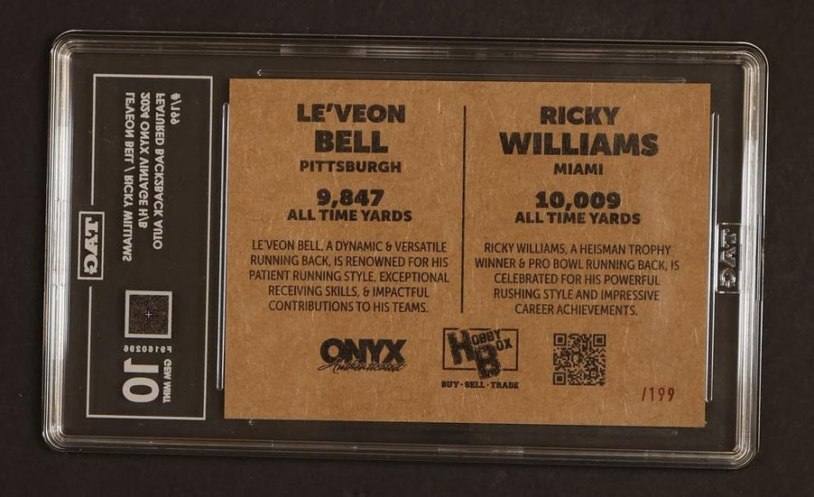 2021 Onyx Vintage Back2Back Le'Veon Bell Ricky Williams #NNO Auto /199 TAG 10
