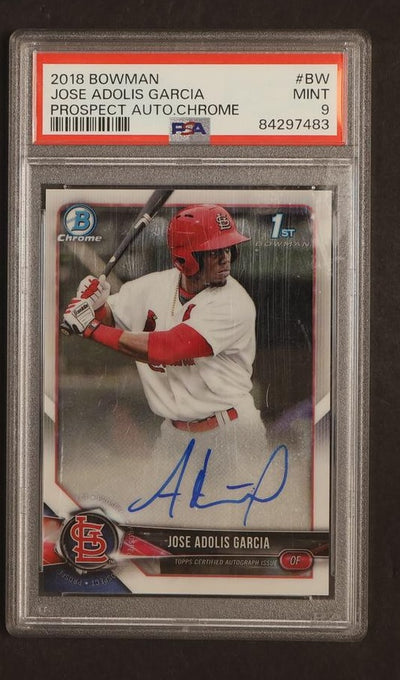 2018 Bowman Chrome Jose Adolis Garcia Prospect Auto #CPA-BW PSA 9